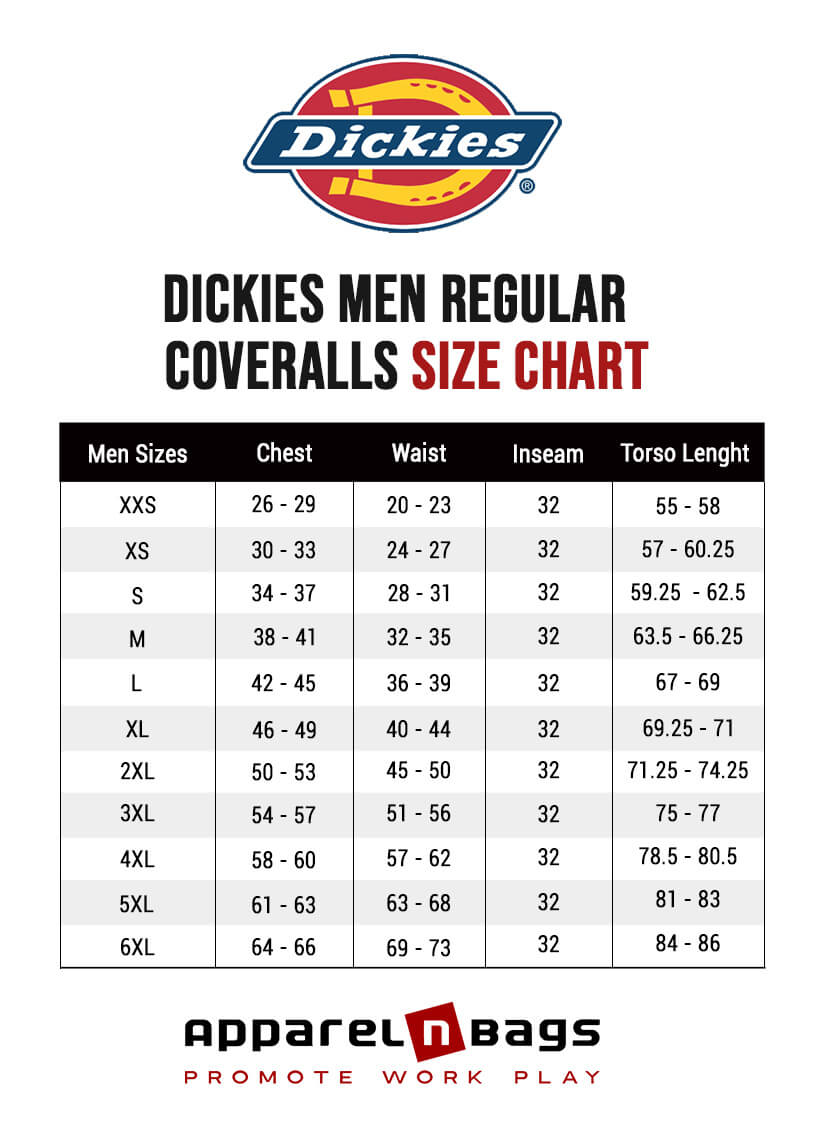 Dickies Size Chart | Dickies Size Guide