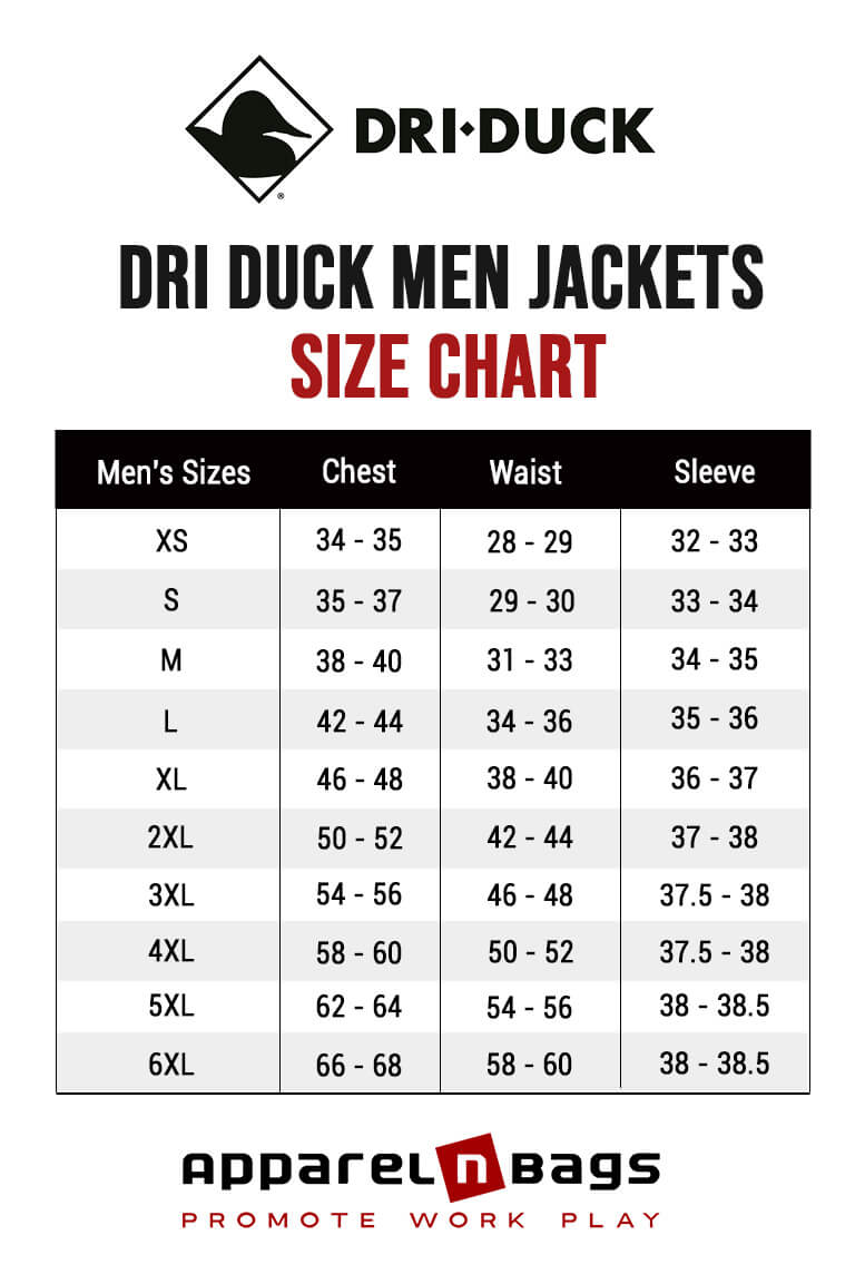 DRI DUCK Lサイズ Dri Duck Size Chart | Dri Duck Jacket Size Chart
