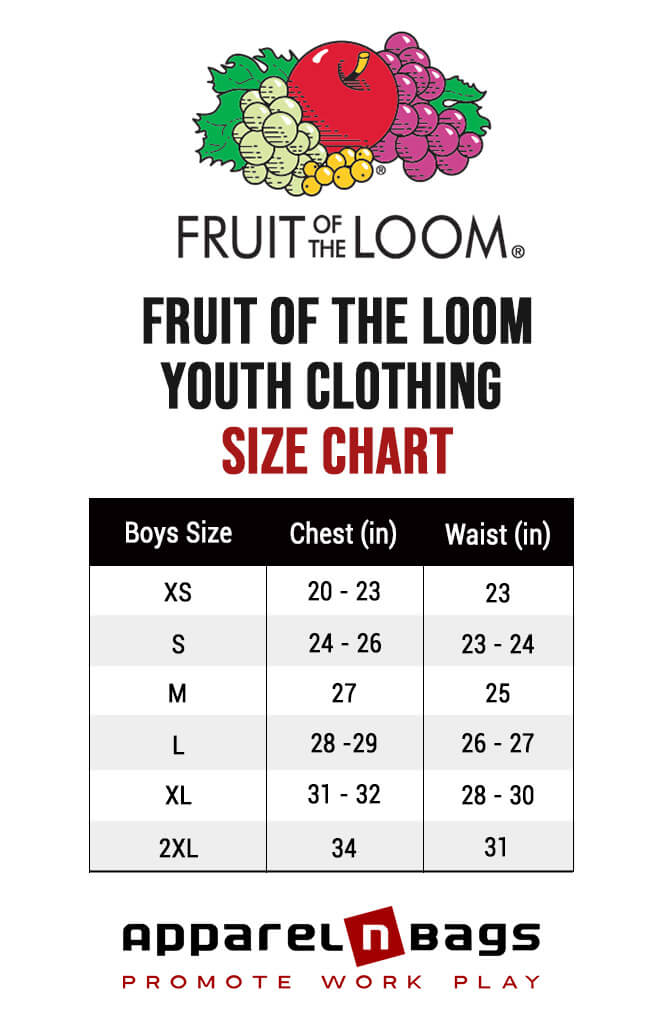 Fruit of the Loom Size Chart - Fruit of the Loom Size Guide