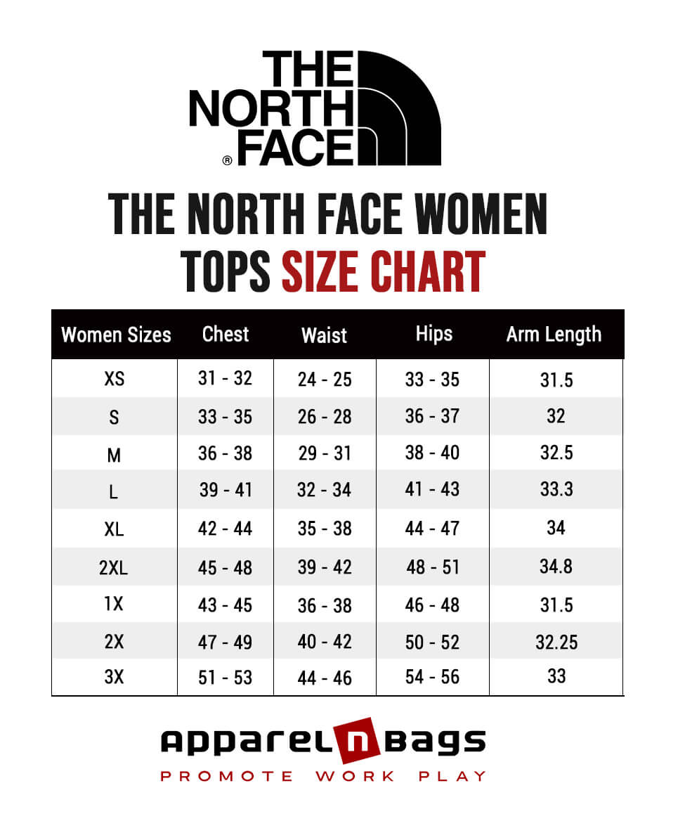 The North Face Size Chart | North Face Clothing Size Chart