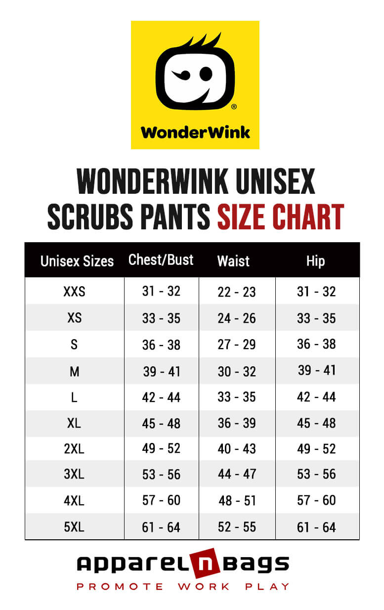 今年も話題の Wink | Chart Size WonderWink Scrubs Guide Sizing スキー