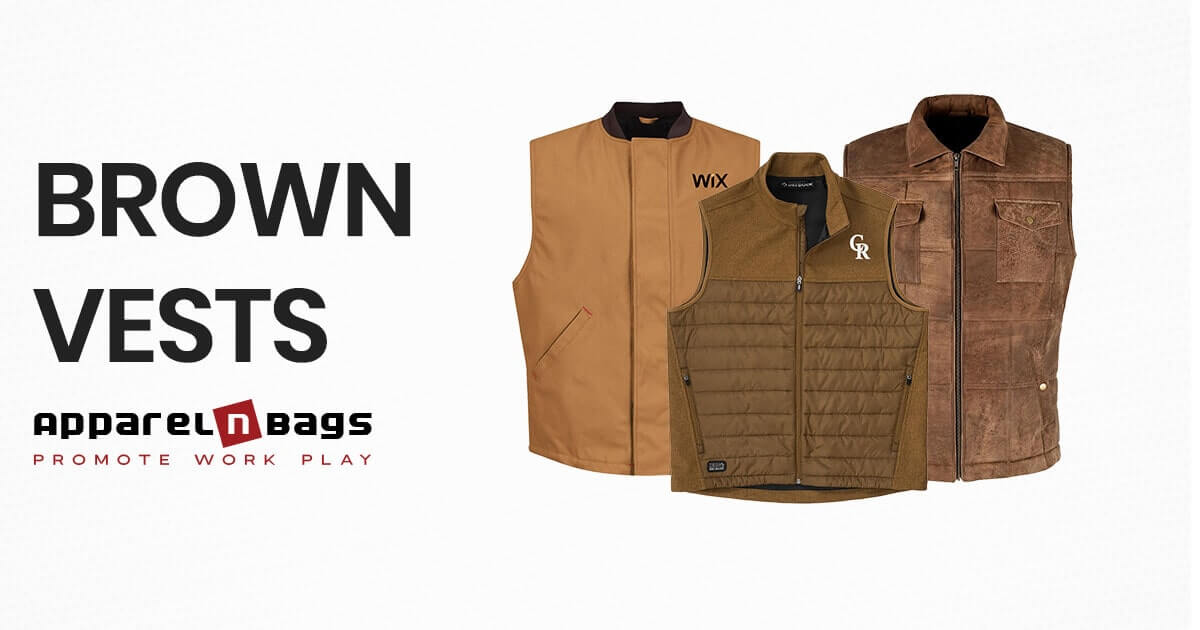 トップス Brook Big Pocket Nylon Vest brown Leather Down Vest | Dark Brown | Buffalo Jackson