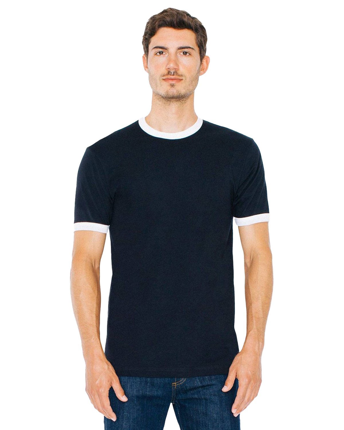 american apparel 2410w fine jersey ringer unisex t-shirt
