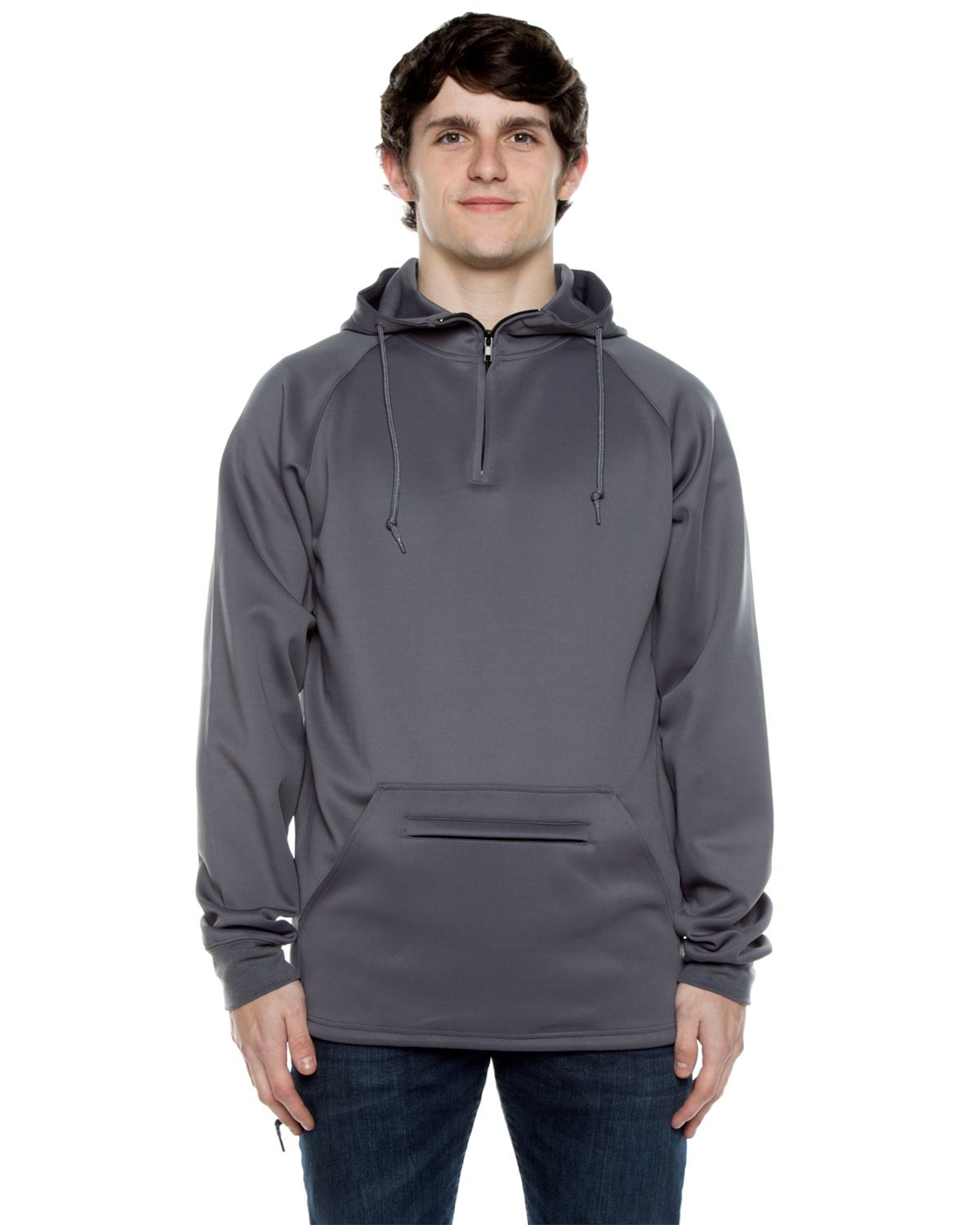 beimar alr107 unisex 9 oz. polyester quarter-zip hooded sweatshirt