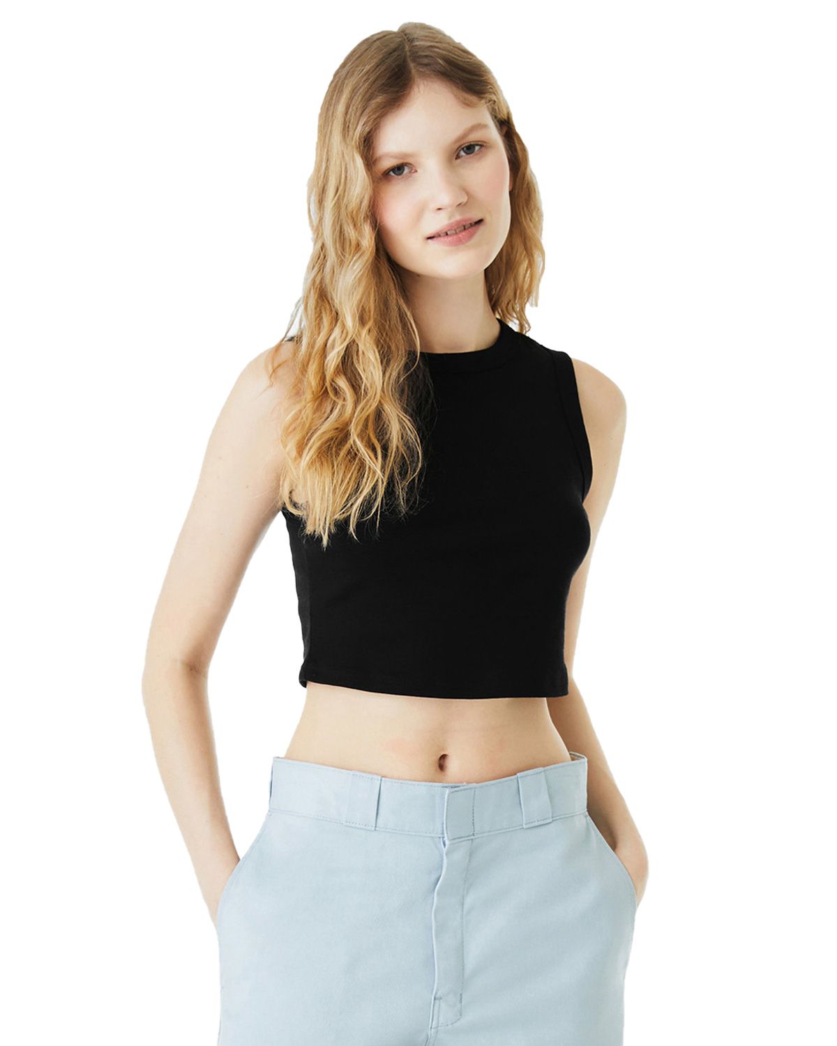 bella + canvas 1013be ladies' micro rib muscle crop tank