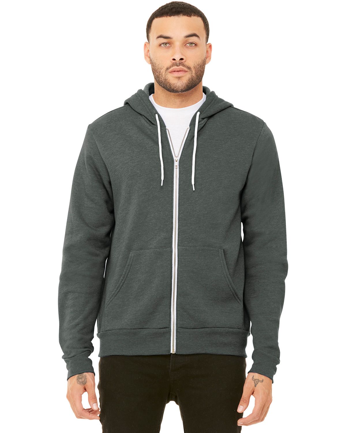 bella + canvas bc3739 unisex sponge fleece full-zip hoodie