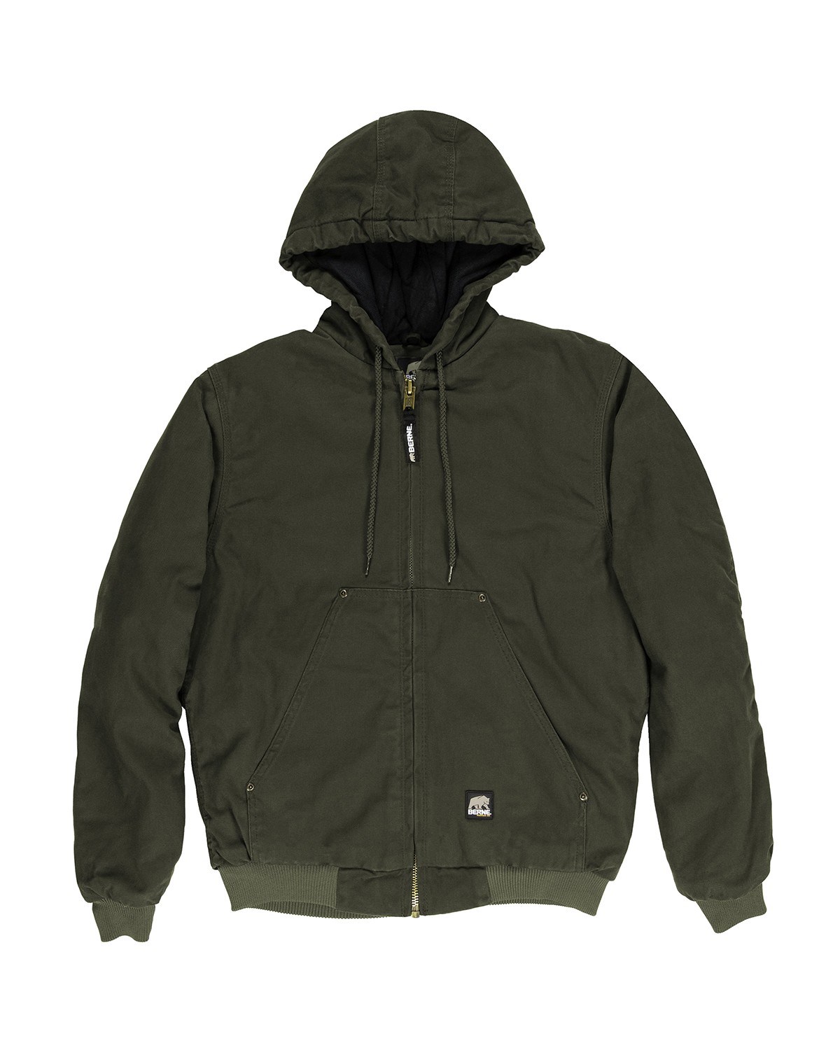 berne hj375 men's highland washed cotton duck hooded jacket