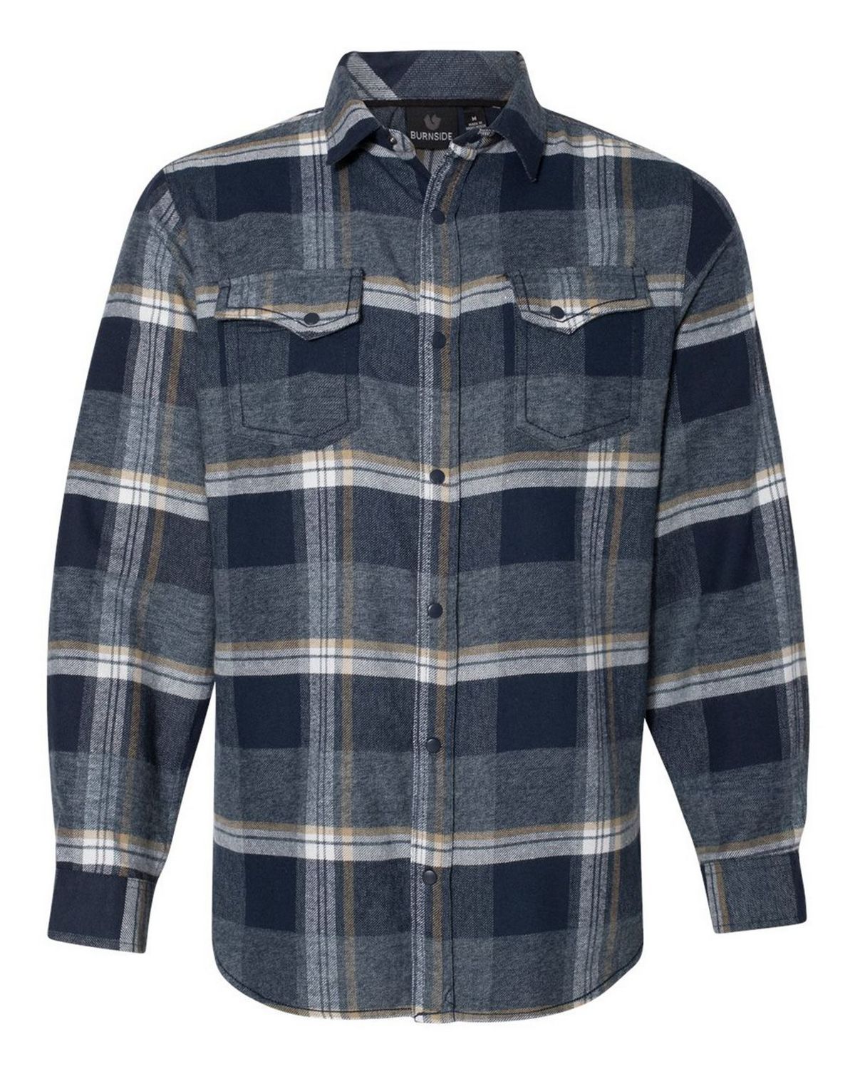 burnside 8219 men's snap front long sleeve flannel shirt