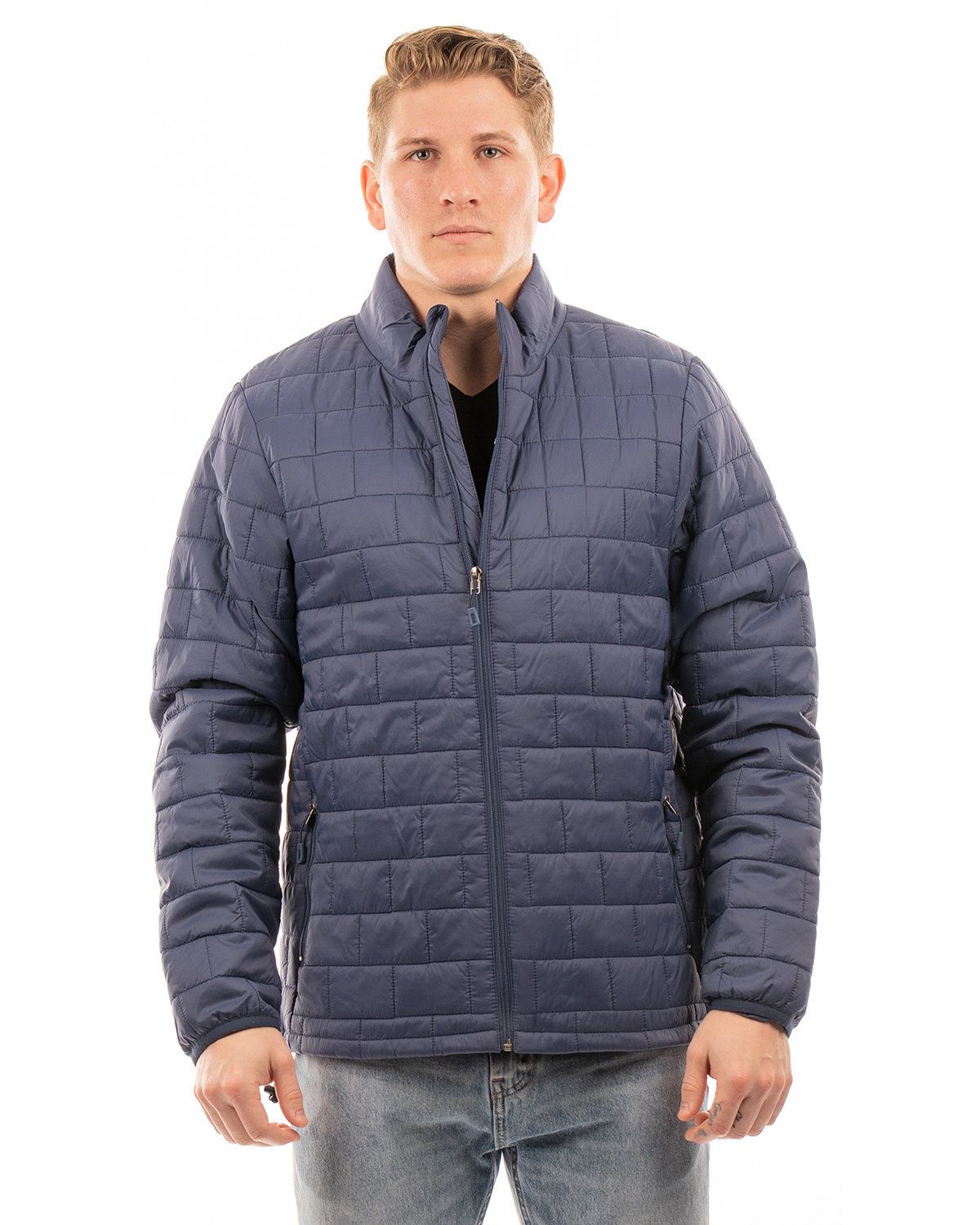 burnside b8713 men's box quilted puffer jacket