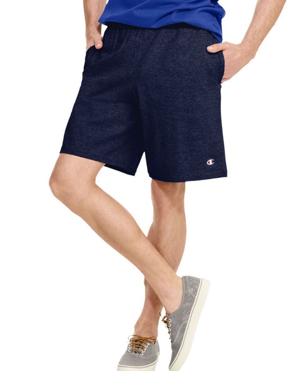 champion 85653 407q88 men's authentic cotton jersey shorts with pockets