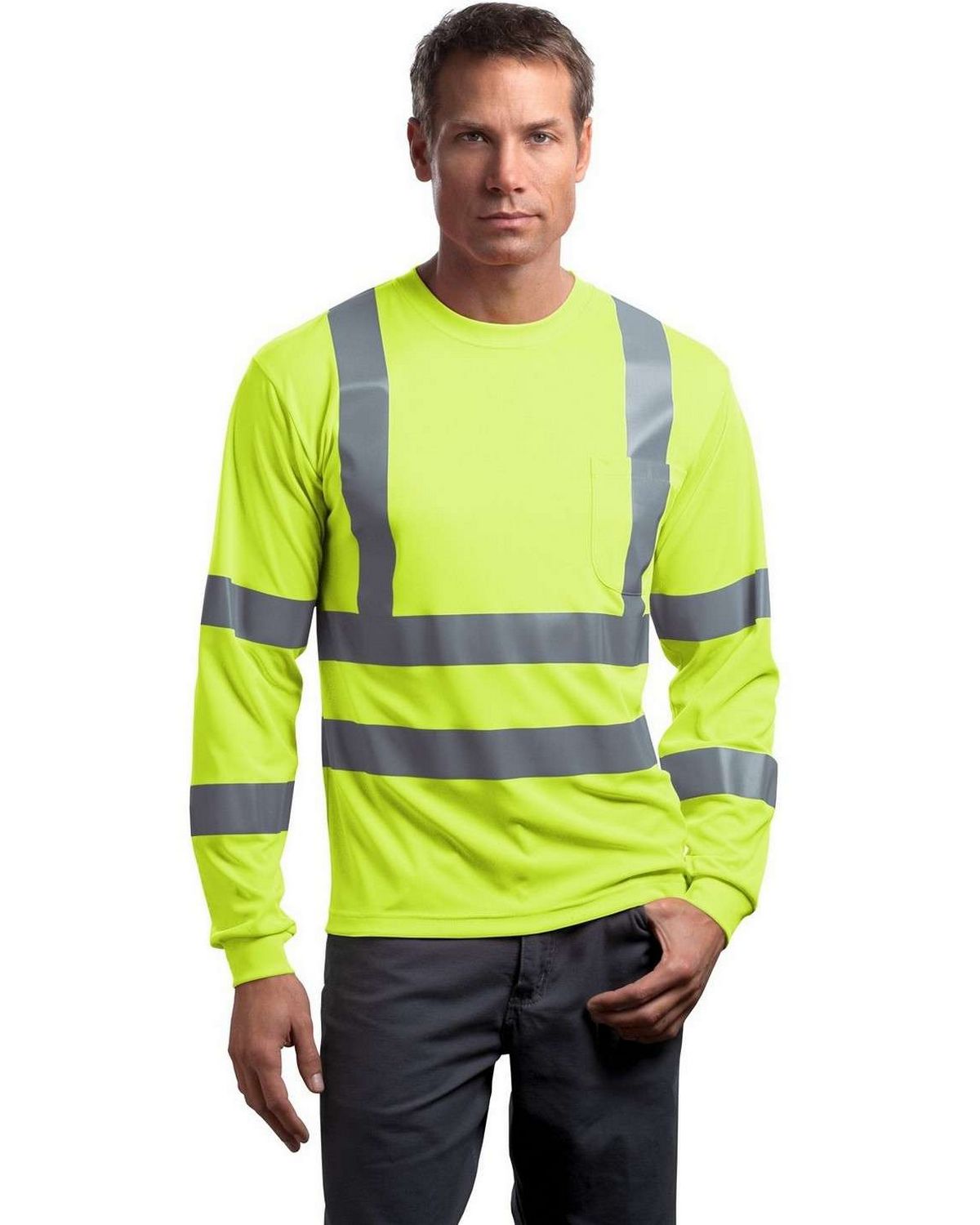 Cornerstone CS409 Men's Long-Sleeve Snag-Resistant Reflective T-Shirt