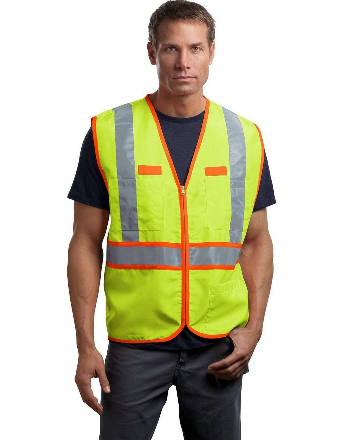 cornerstone csv407 men's ansi class 2 dual-color safety vest
