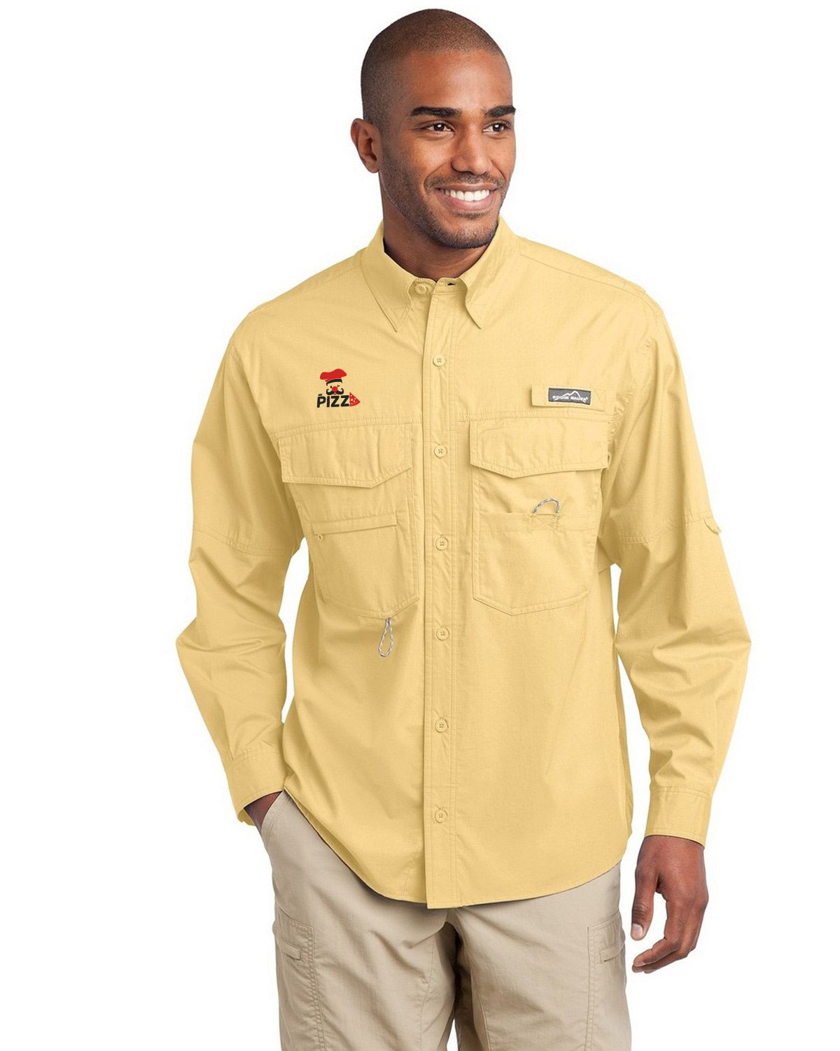Chemise De Pêche Eddie Bauer Homme - Bleu - Taille L - Manches Longues à Onglets - Légère