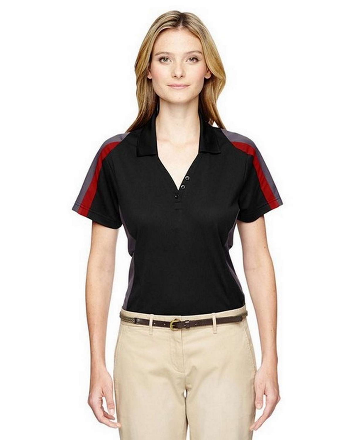 extreme 75119 women's eperformance strike colorblock snag protection polo