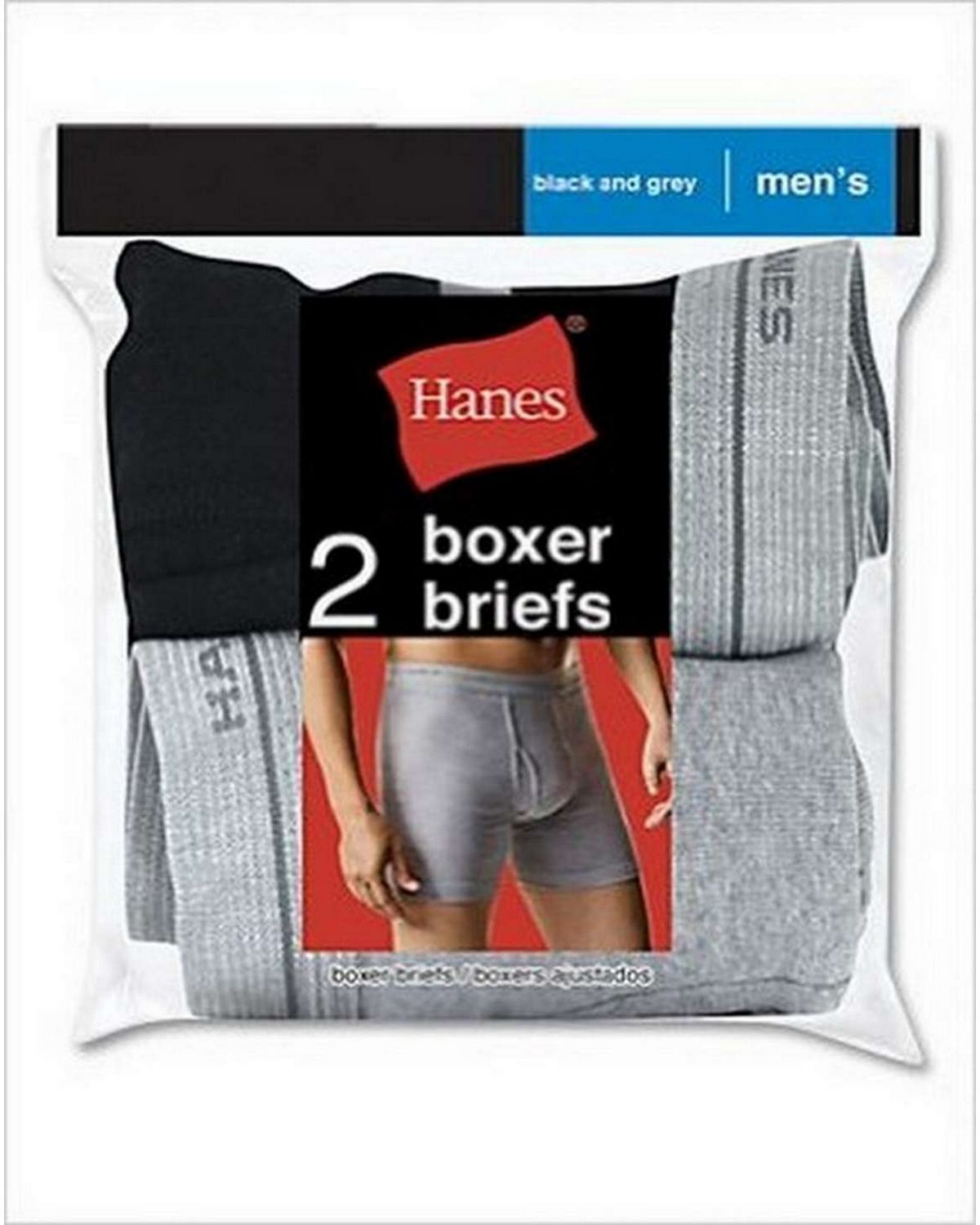 Hanes 2349VT | Hanes 2349VT Men's Red Label Boxer Brief Blk/Grey