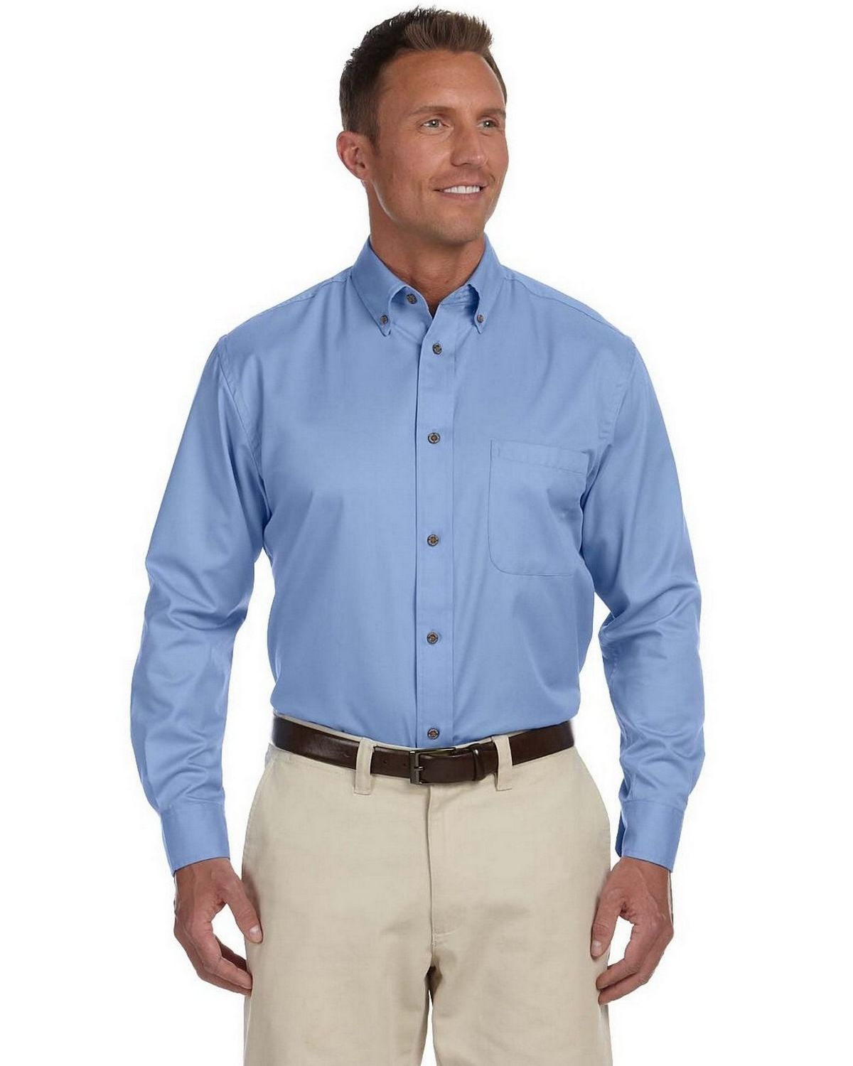 harriton m500 men's easy blend twill shirt with stain-release