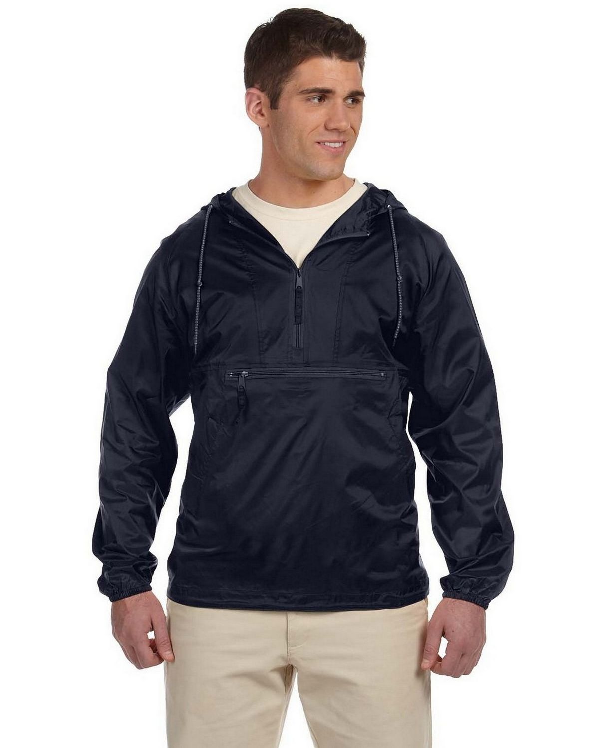 harriton m750 men's packable nylon jacket