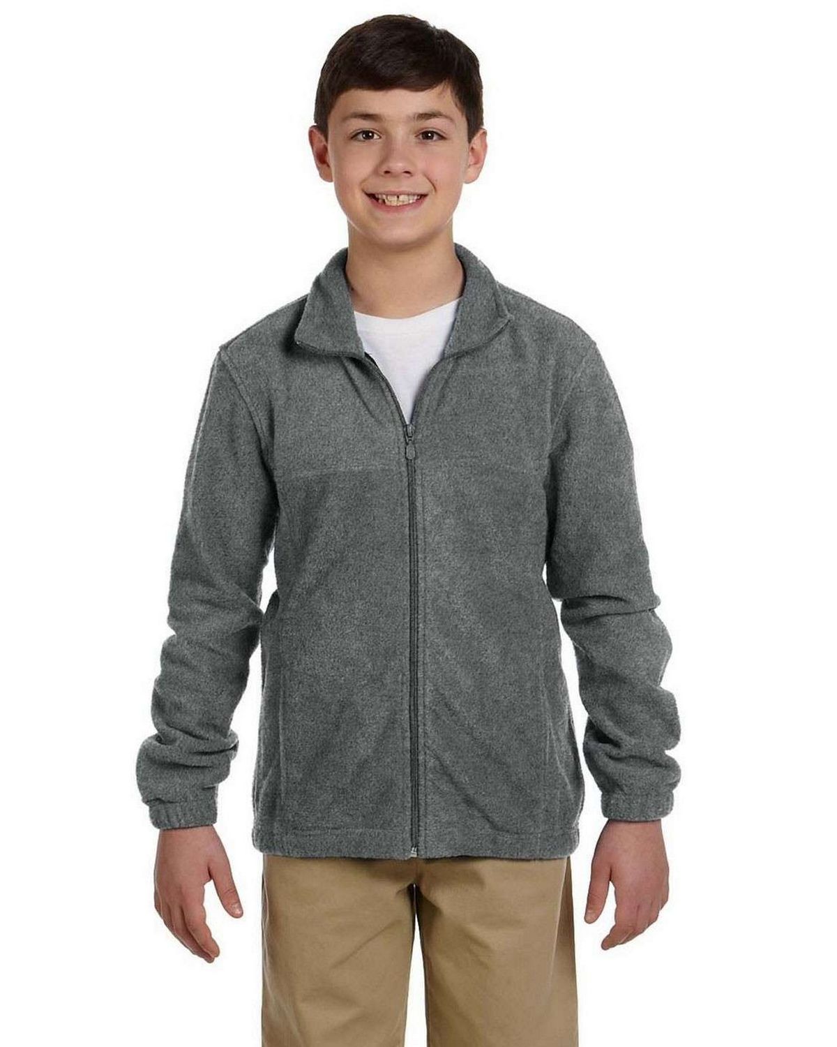 harriton m990y youth full-zip fleece