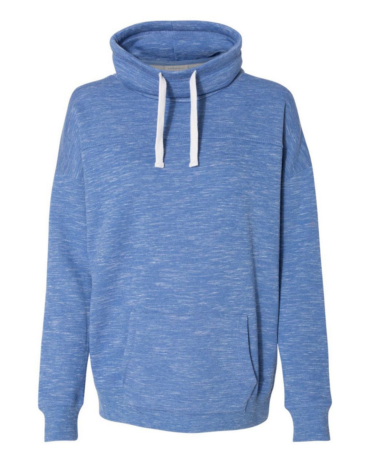 j america 8673 women’s mélange fleece cowl neck sweatshirt