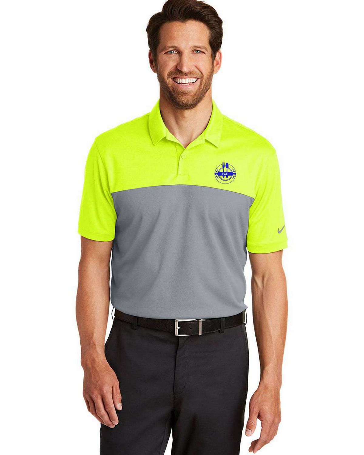 nike golf 881655 men's dri fit color block micro pique polo shirt