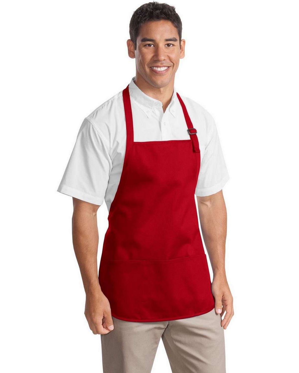 port authority a510 medium length apron with pouch pockets