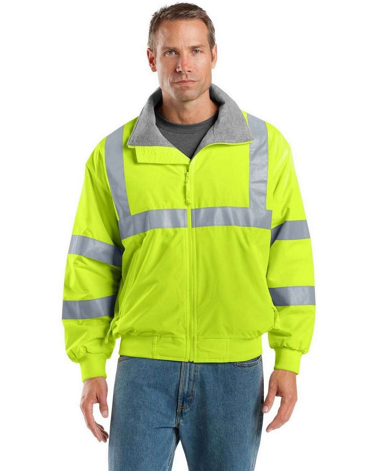 port authority srj754 men's safety challenger jacket with reflective taping