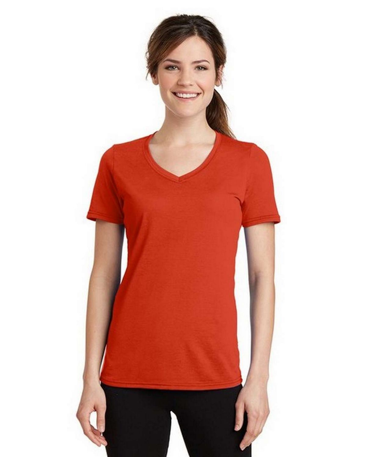 port & company lpc381v women's essential blended performance v-neck tee