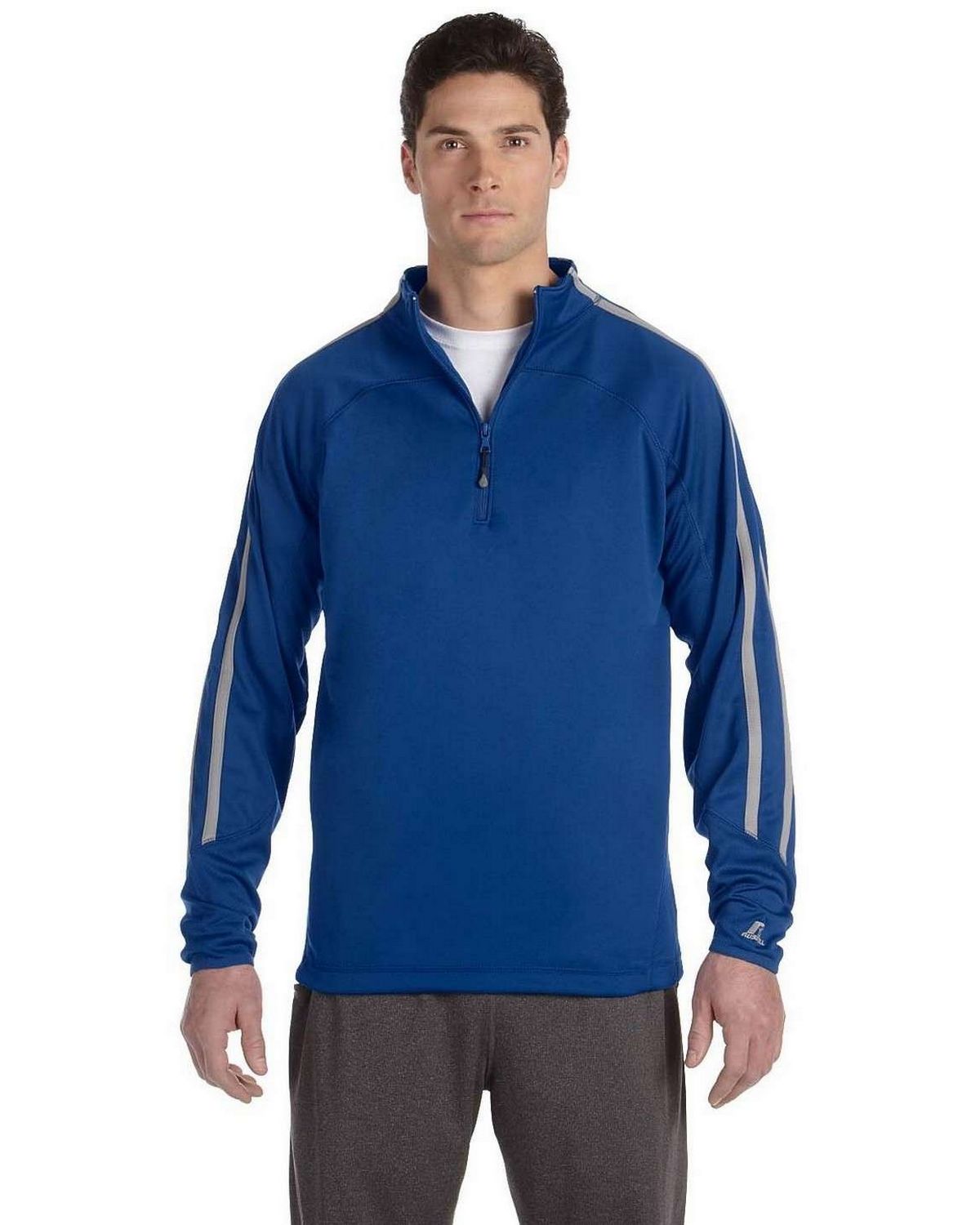 russell athletic 8tpefm men's tech fleece quarter-zip cadet jacket