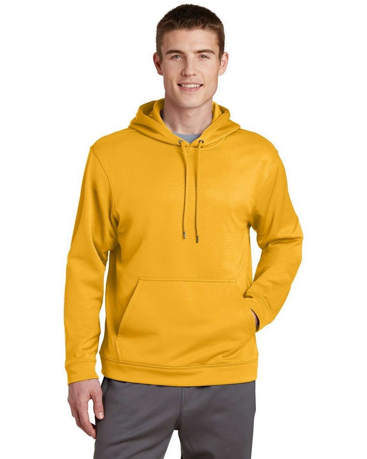 sport-tek f244 men's sport-wick fleece hooded pullover