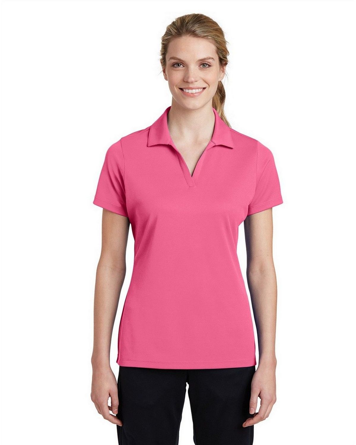 sport-tek lst640 women's posicharge racermesh polo