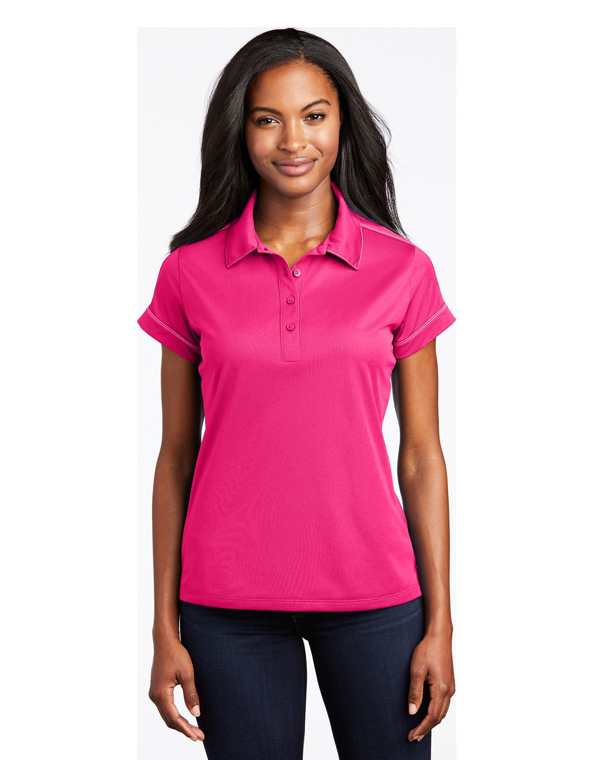 Sport-Tek LST659 Women's Contrast Stitch Micropique Sport-Wick Polo