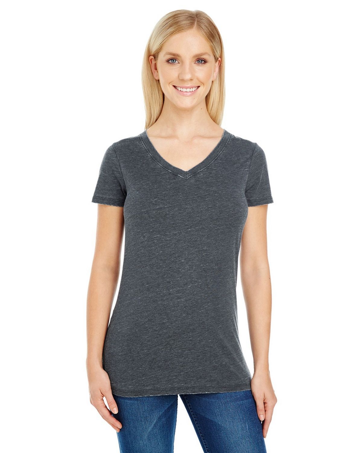 threadfast apparel 208b women's vintage dye short-sleeve v-neck tee