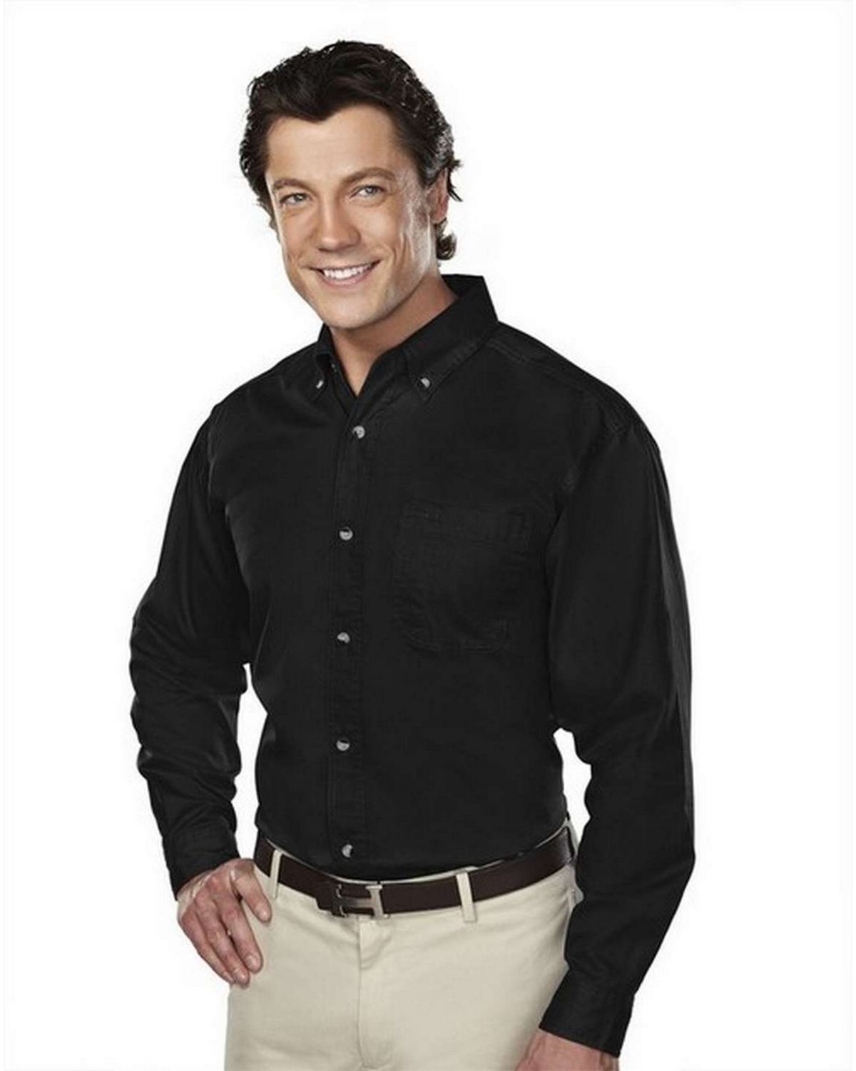 tri-mountain 770 men's 60/40 stain resistant long sleeve twill shirt