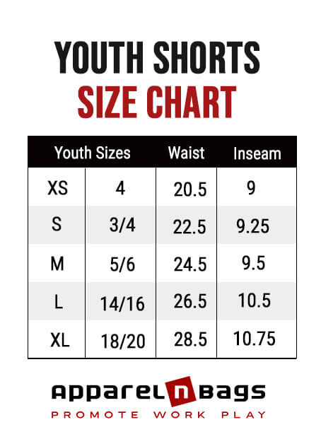 Youth Shorts Size Chart