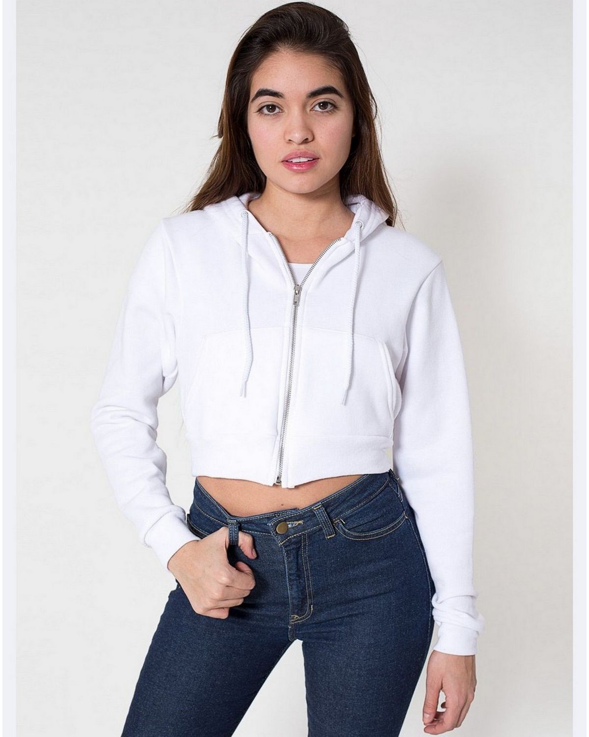 American Apparel F397 American Apparel F397 Ladies Cropped Flex Fleece Zip Hoodie