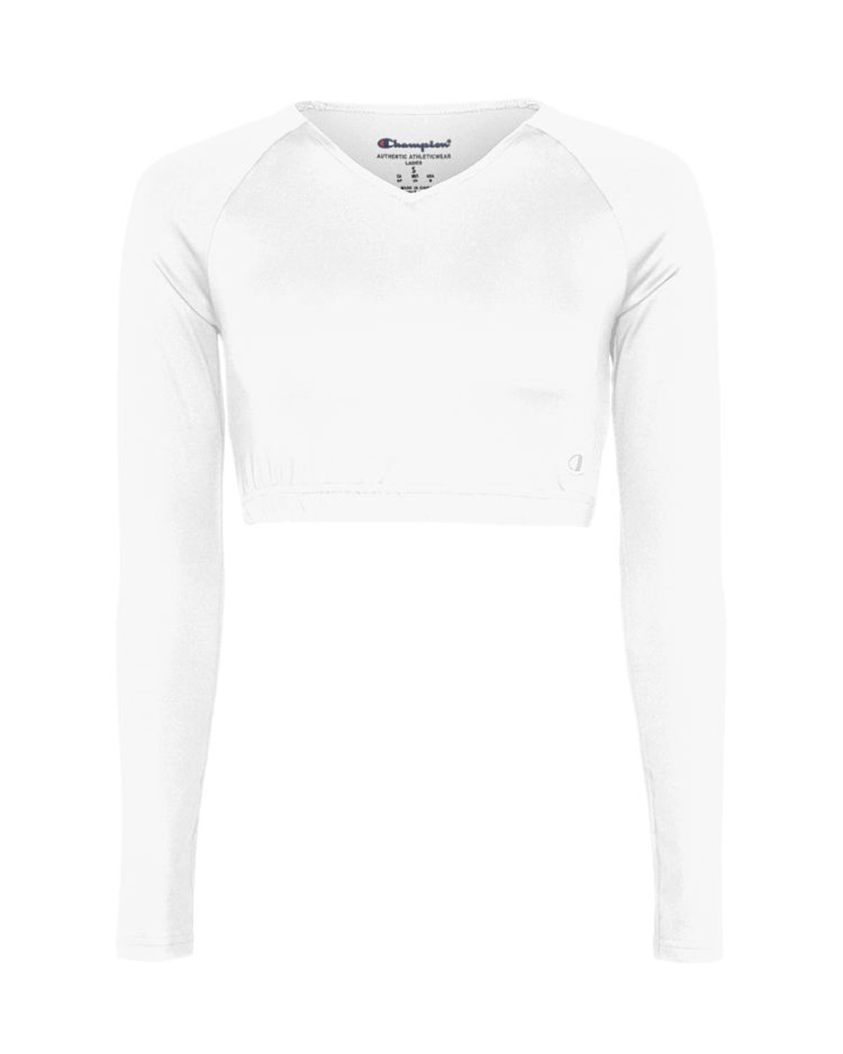 Champion 1022al Spiritflex V Neck Long Sleeve Crop White Small