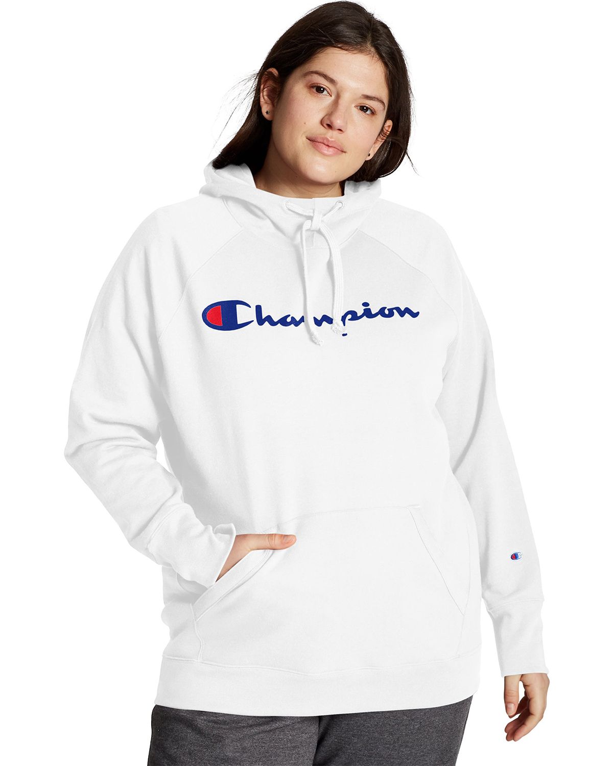 Champion GF140 Y07466 Champion GF140 Y07466 Women s Plus Powerblend Fleece Hoodie Script Logo