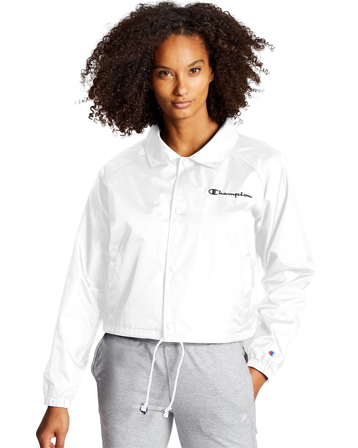 Champion J0334 550756 Women s Cropped Coaches Jacket Color Pop Logo