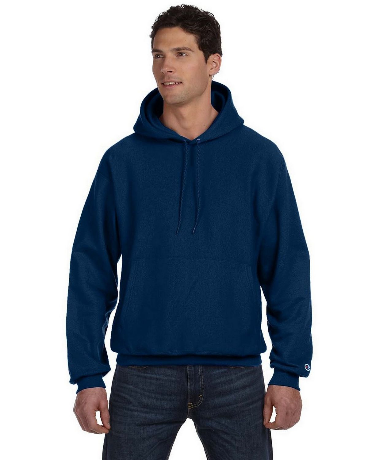 Champion Reverse Weave Hooded Sweatshirt Navy S