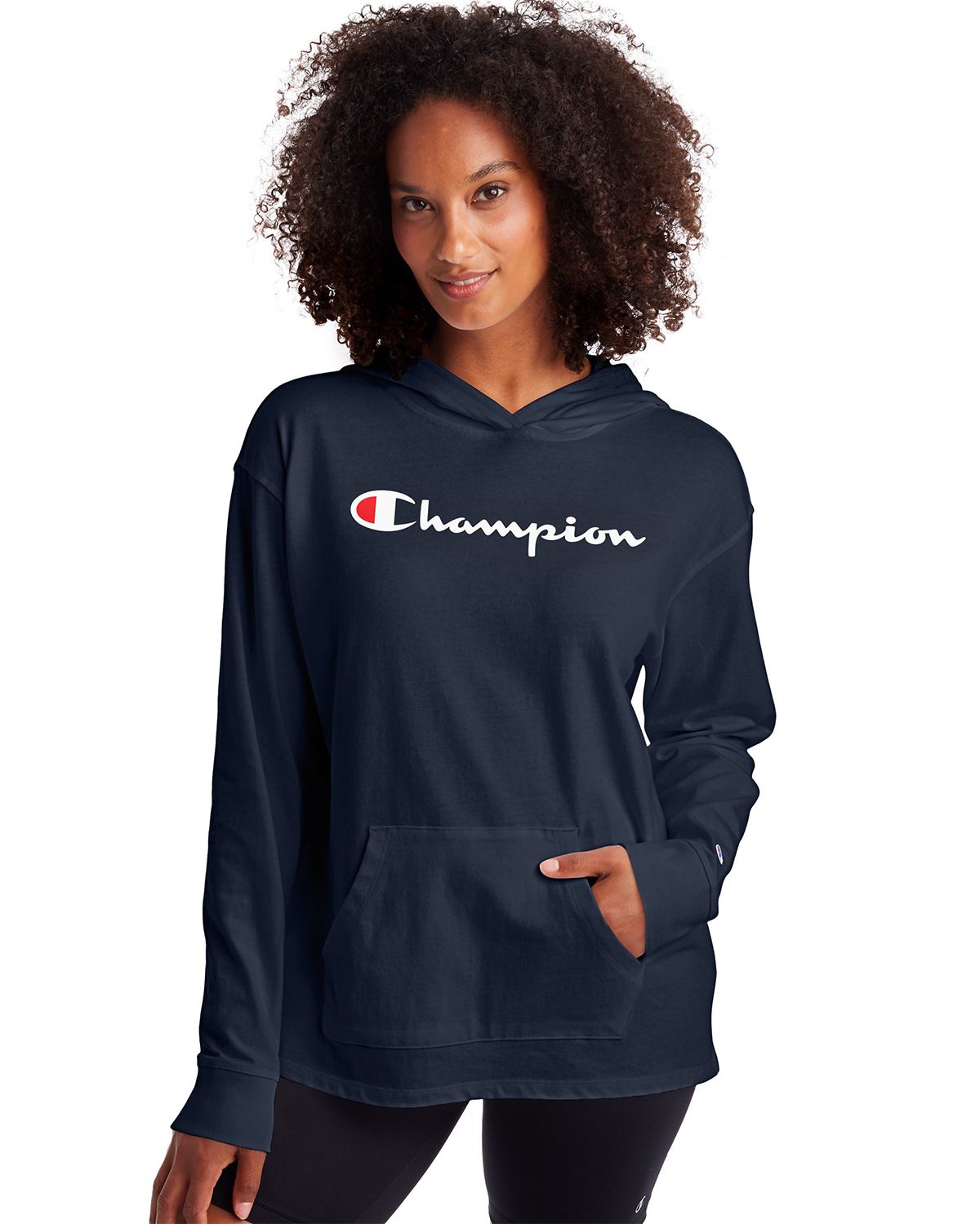 Champion hoodie script black hotsell