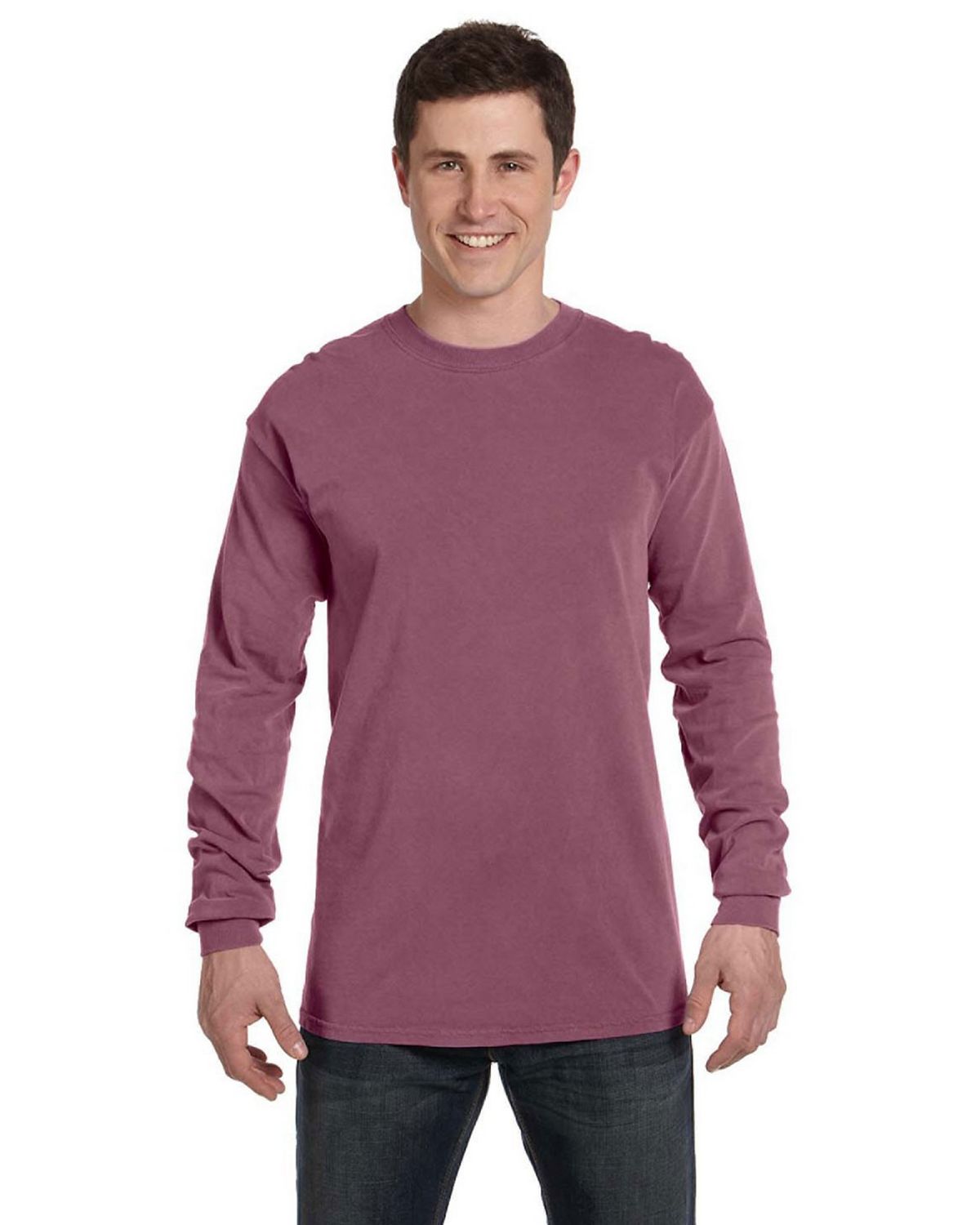 T-shirt Comfort Colors Homme Manches Longues – Taille M, Rose, Motif Chien, état Correct (défauts Signalés)