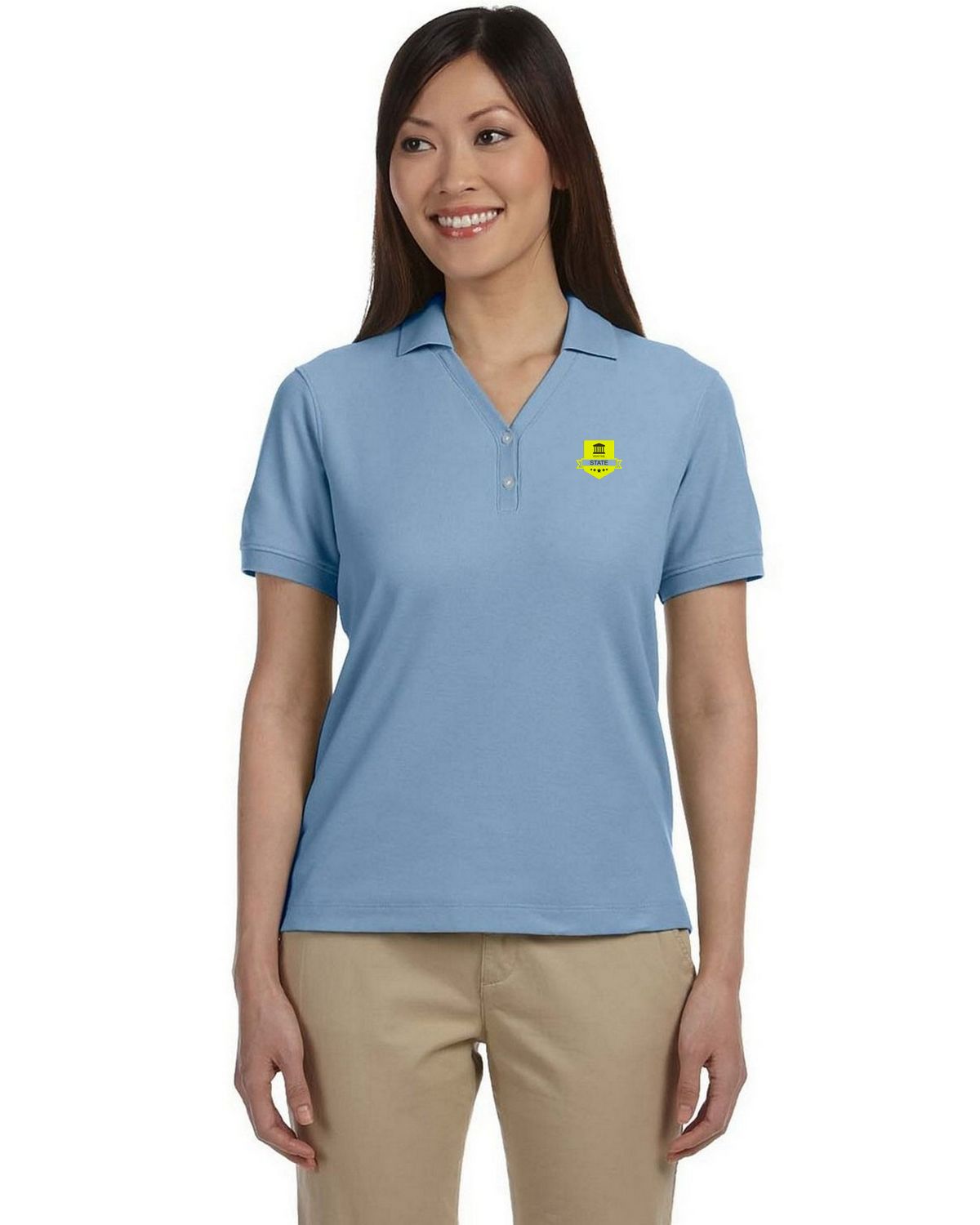 Devon & Jones D100W Women's Pima Pique Short-Sleeve Y-Collar
