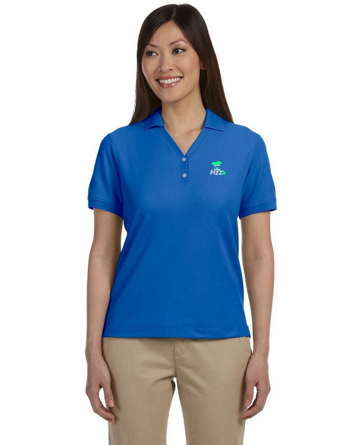Devon & Jones D100W Women's Pima Pique Short-Sleeve Y-Collar