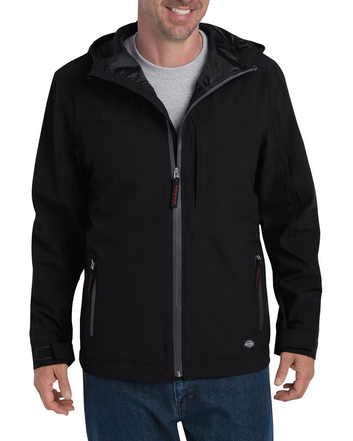 Workwear Jackets Dickies Softshell Hooded Jacket Dickies Reflective  Softshell Mens Grey/Black Waterproof Jacket