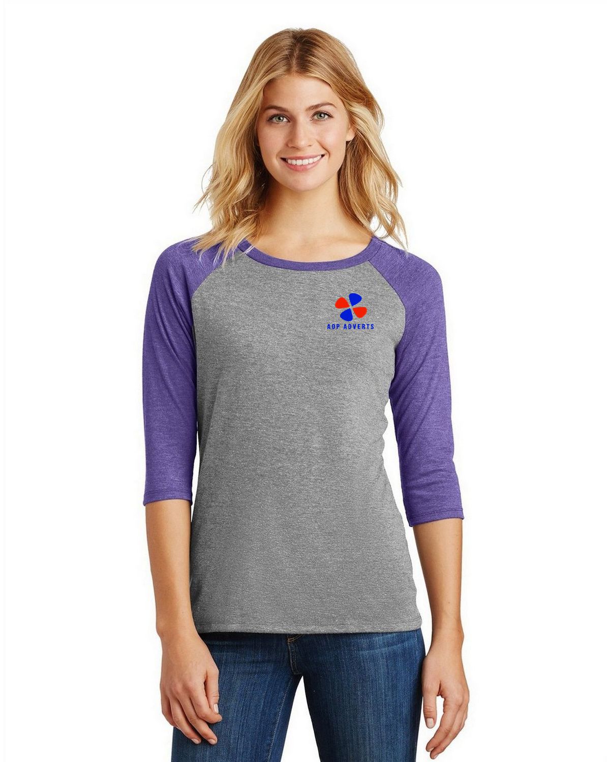 District DM136L | District DM136L Women's Perfect Tri 3/4-Sleeve Raglan