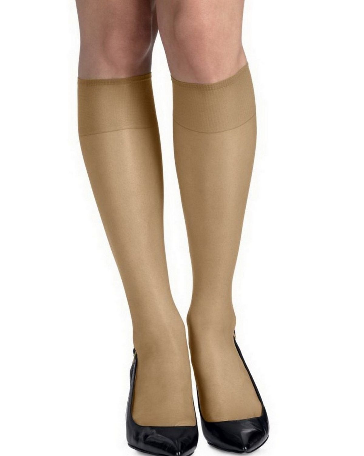 Hanes Q00775 Hanes Q00775 Women s Silk Reflections Silky Sheer Knee Highs Reinforced Toe 2 Pack