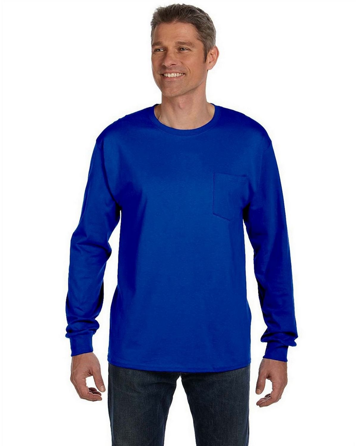Hanes 5596 | Hanes 5596 Men's Tagless Long Sleeve Pocket T Shirt