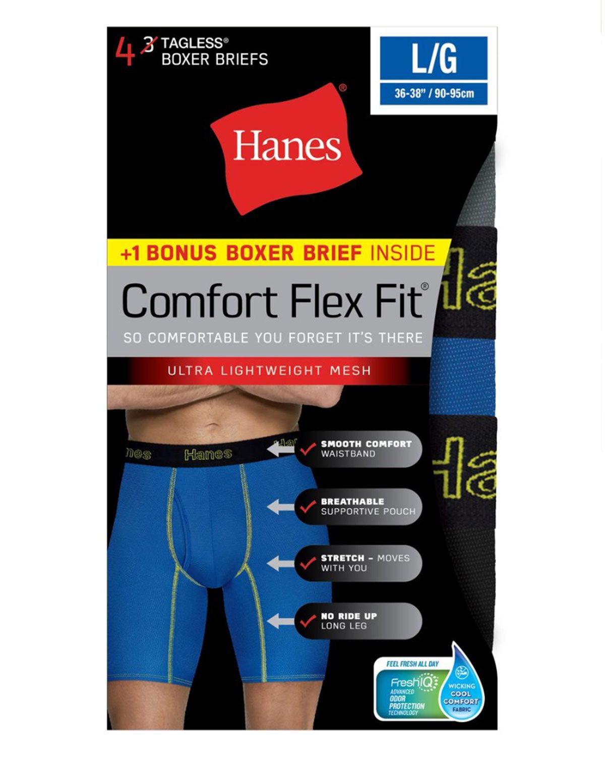 Hanes CFFLP4 Hanes CFFLP4 Men's Mesh Boxer Briefs 4-Pack