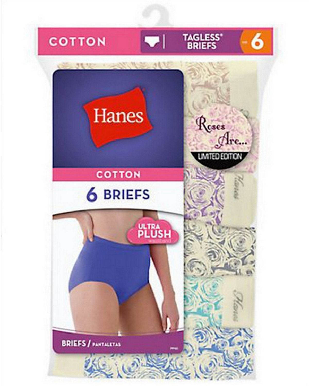 Hanes PP40F3 | Hanes PP40F3 Women's Roses are Briefs Limited Edition  Assorted 6-Pack