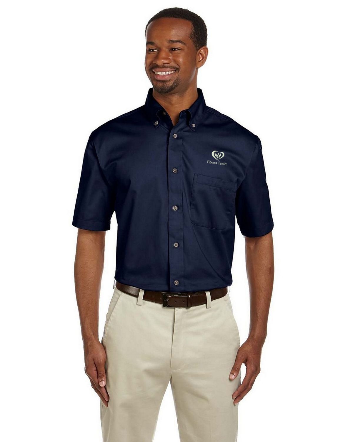 Harriton Women's Short-Sleeve Twill Shirt - Stain-Release, Button-Down Collar (Style M500S)